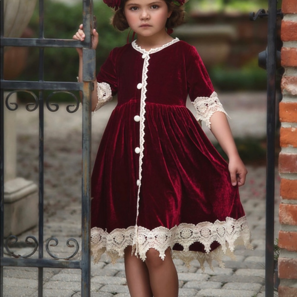 Trish Scully Burgundy Velvet 6/12 months Dress
